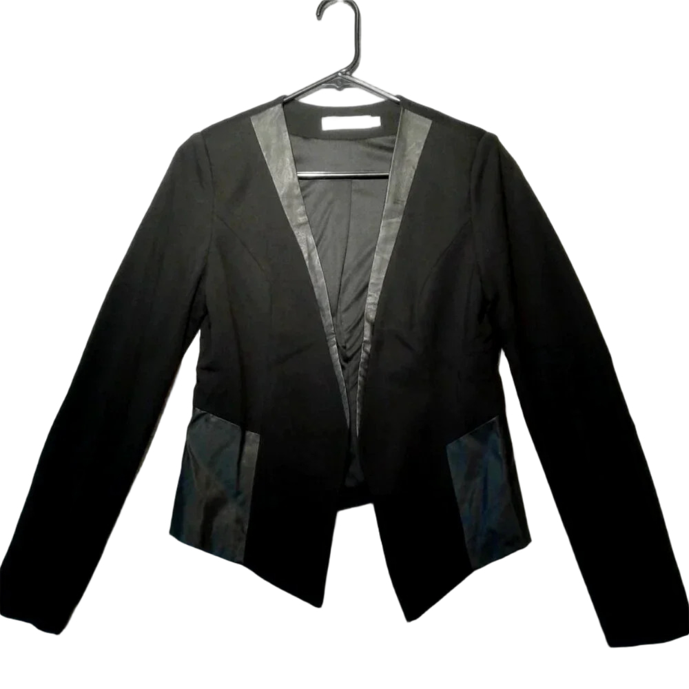 Women's Ricki's Black Faux Leather Suit Blazer Jacket in Size  Small